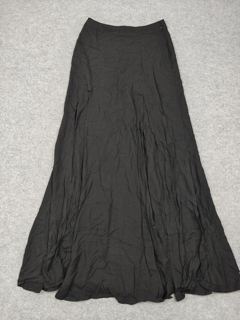 For Love & Lemons Skirt Womens Small Black Rayon Twill Maxi Lined Side Zip